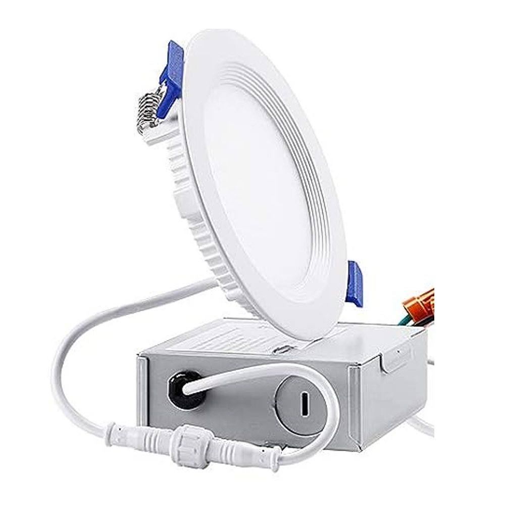 TORCHSTAR Baffedge 4" Low-profile Glare-free Canless LED Recessed Light - 10W Dimmable with Baffle Trim 1" Thick