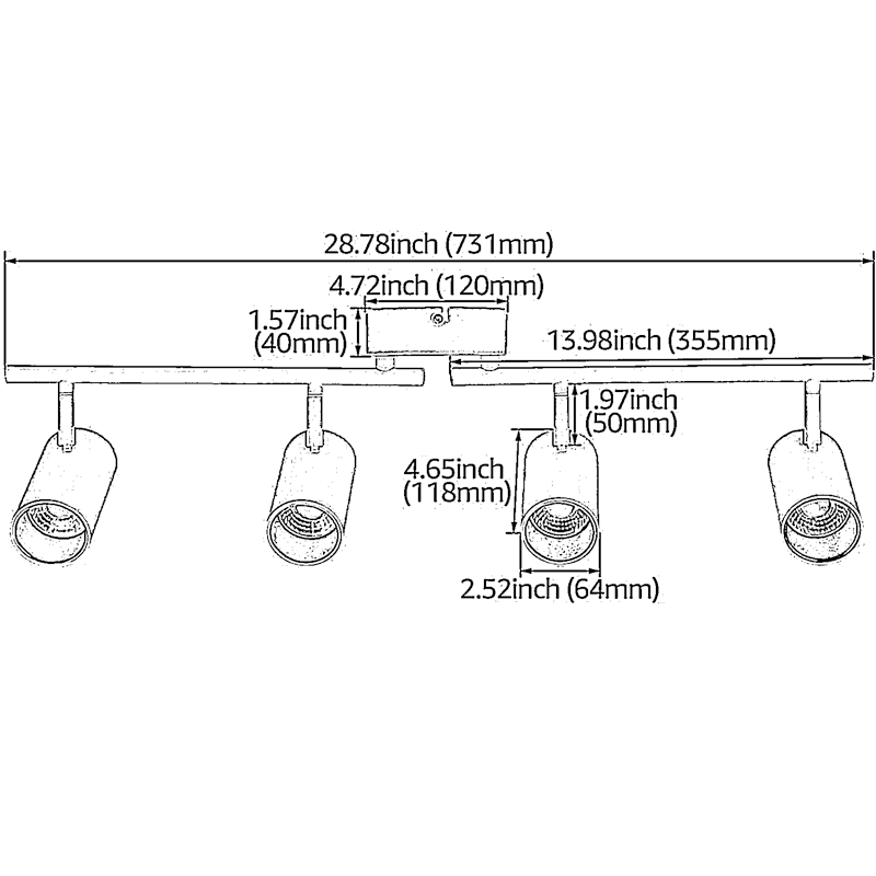 LeonLite theBeam 4-Heads LED Ceiling Spot Lights - White - 3000K