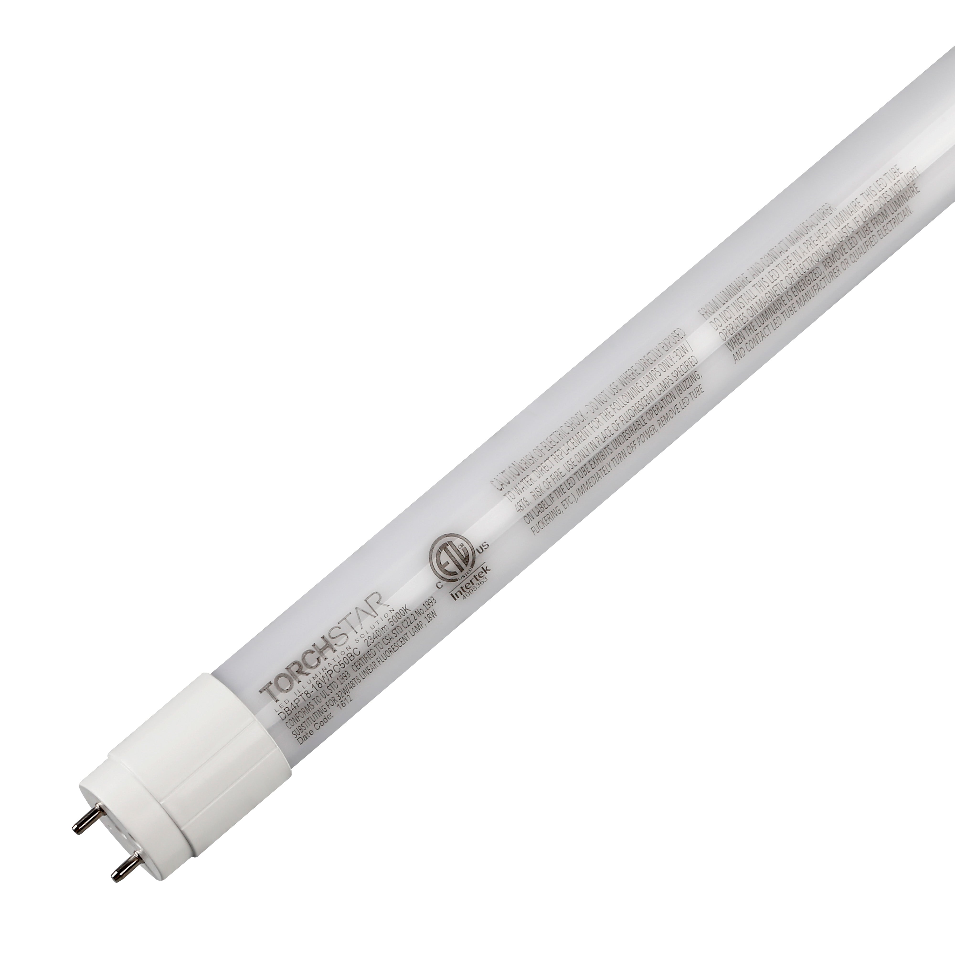 TORCHSTAR L-series 4' T8 LED Tube Light Bulbs - Ballast Compatible - 18W - 5000K