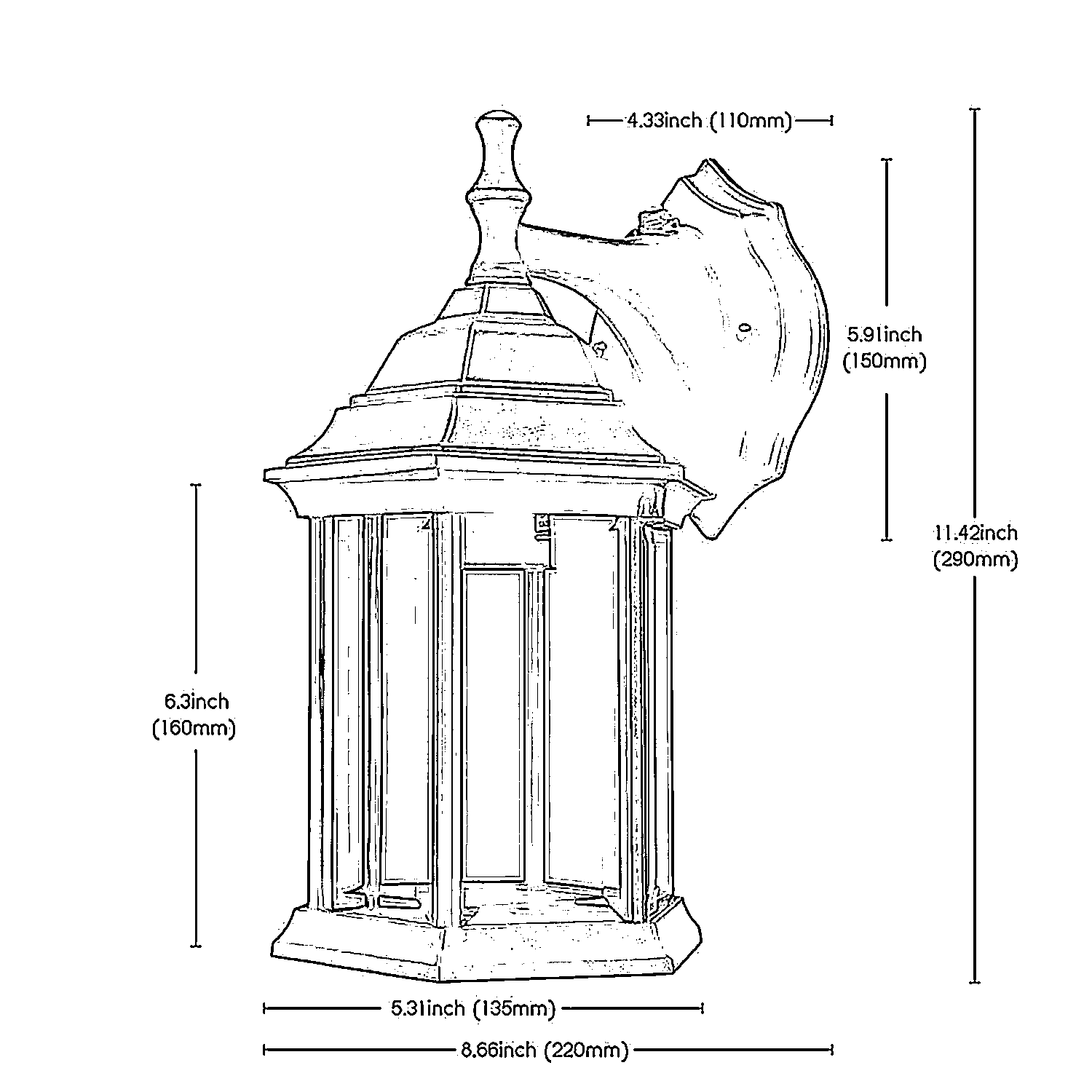 Hexagon™ 11" Outdoor Wall Lantern