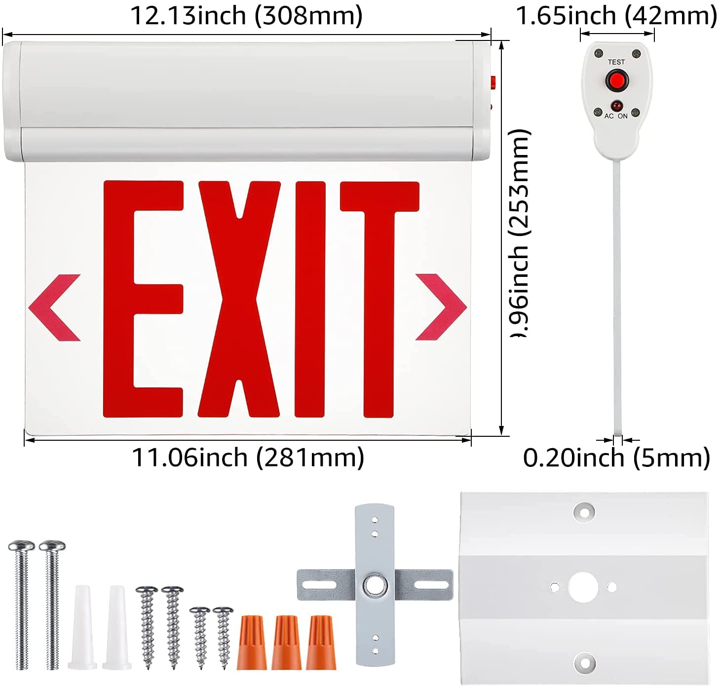 LitClear Indoor Exit Sign - Red Letters