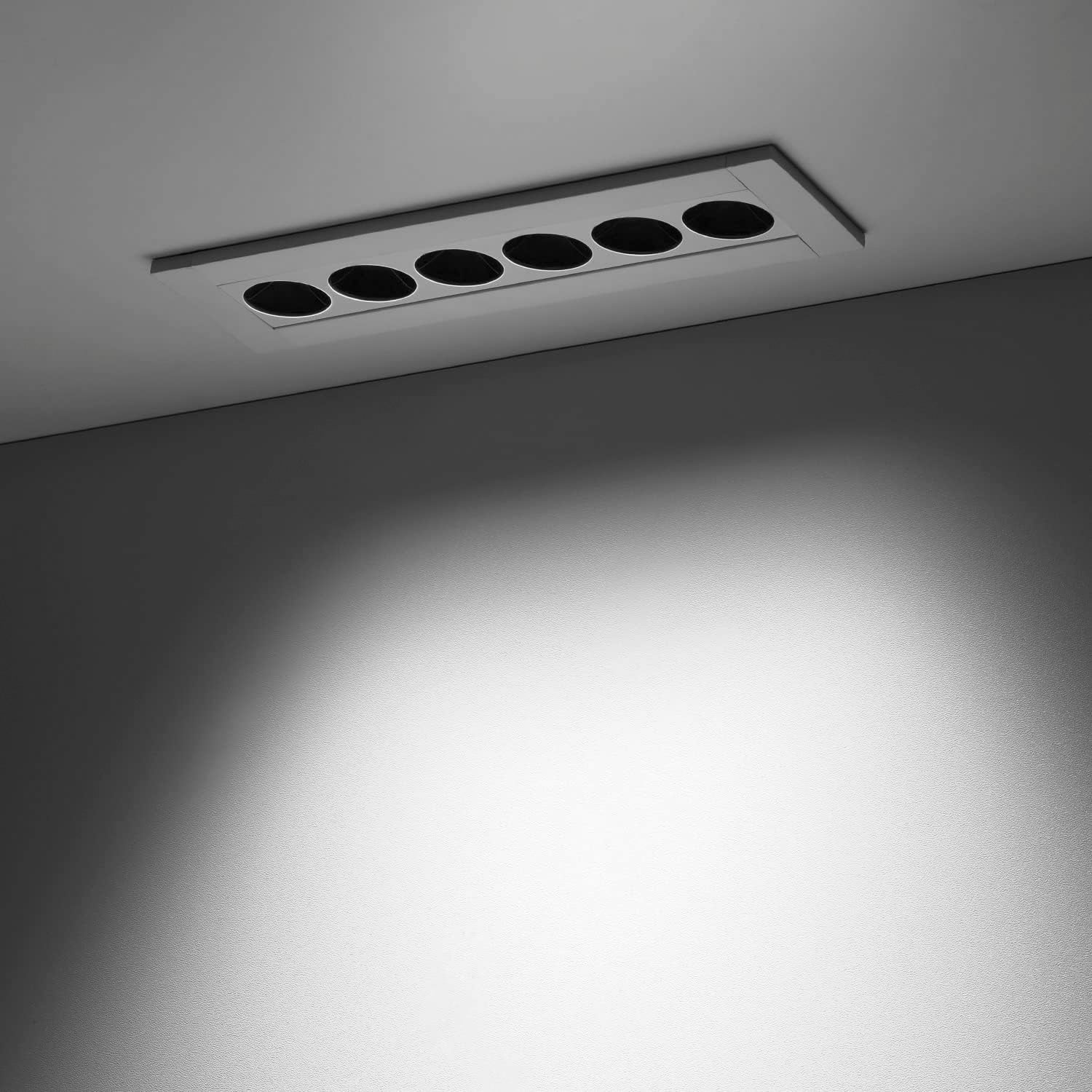 LumaLine — z1506 7" 8W 5CCT 34° Deep Cup Anti-Glare CRI 90 Dimmable LED Recessed Linear Light With J-Box Plastic Housing