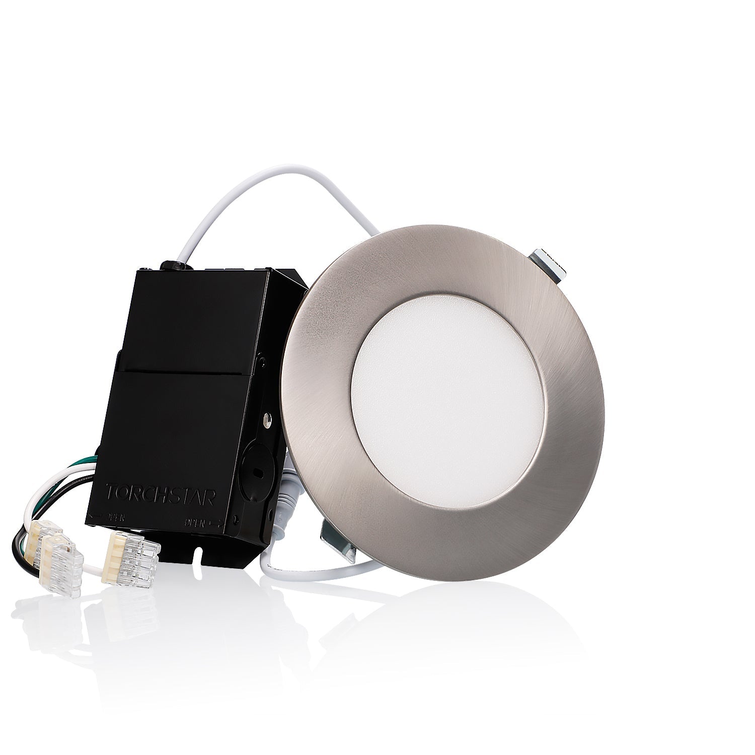 TORCHSTAR SlimPanel+ 4" Finished Ultra-thin Canless LED Recessed Light - SDL 10W Dimmable 1/2" Thick