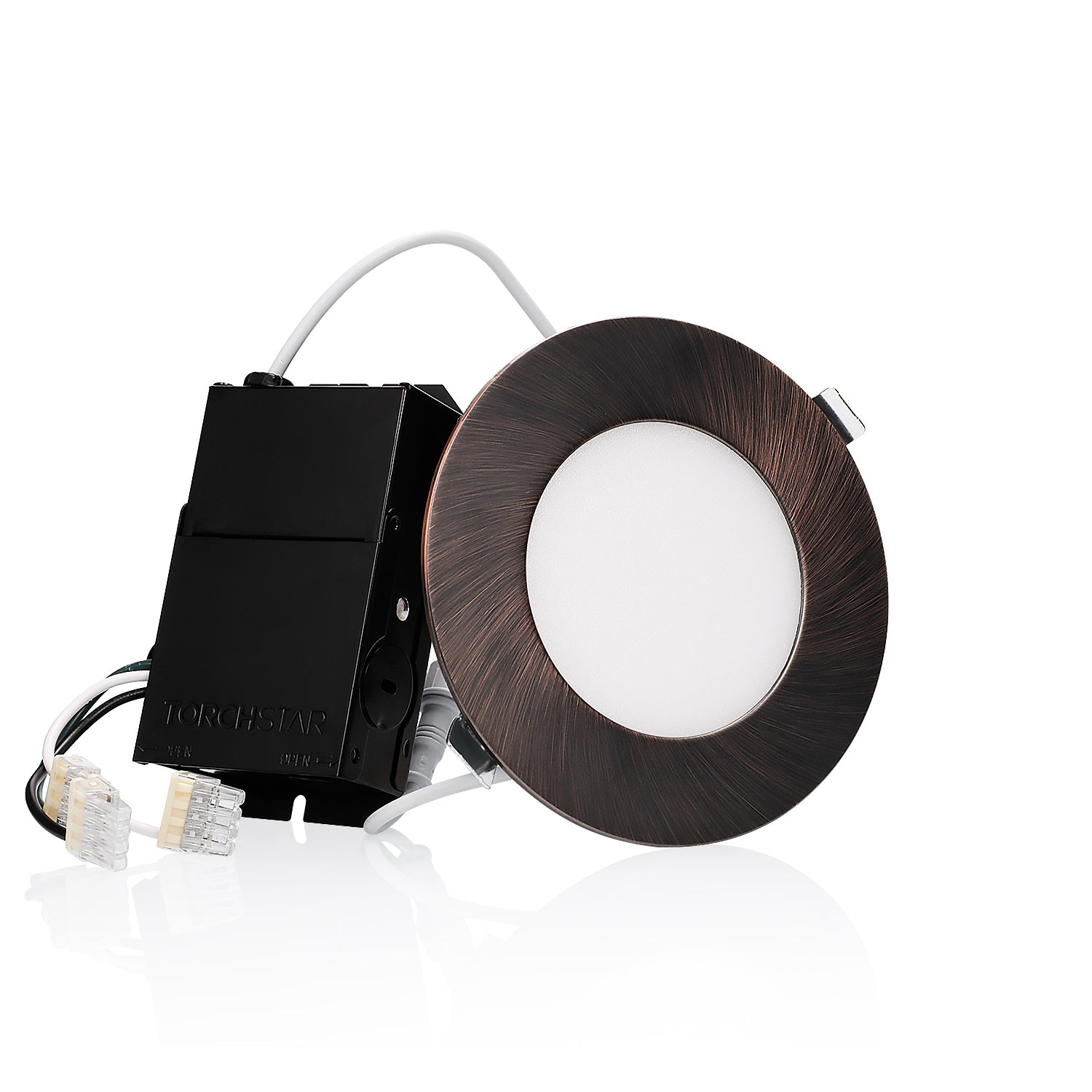 TORCHSTAR SlimPanel+ 4" Finished Ultra-thin Canless LED Recessed Light - SDL 10W Dimmable 1/2" Thick