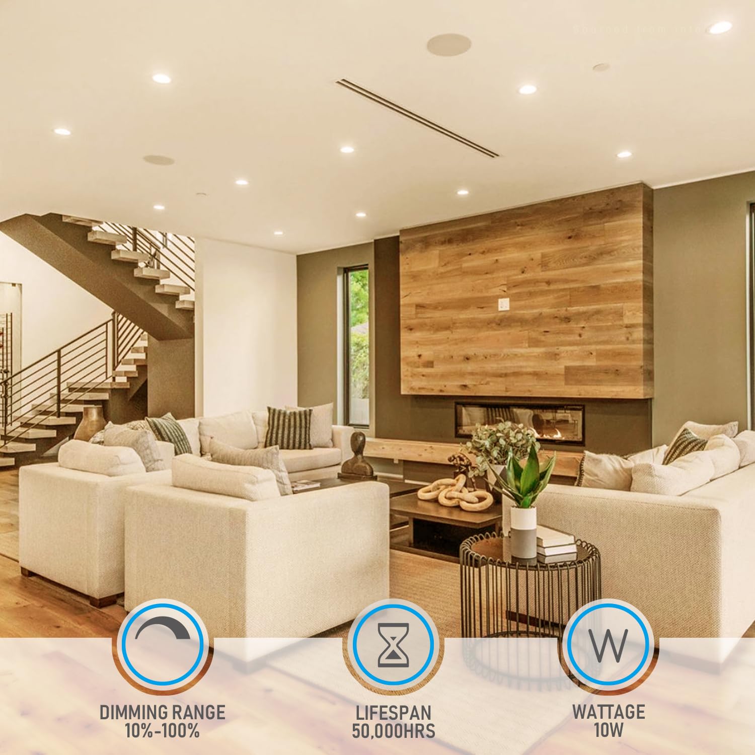 TORCHSTAR Baffedge 4" Low-profile Glare-free Canless LED Recessed Light - 10W Dimmable with Baffle Trim 1" Thick