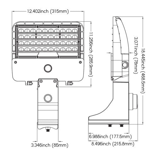 MasterBeam 105W Direct Mount LED Shoebox Fixture - Photocell Included