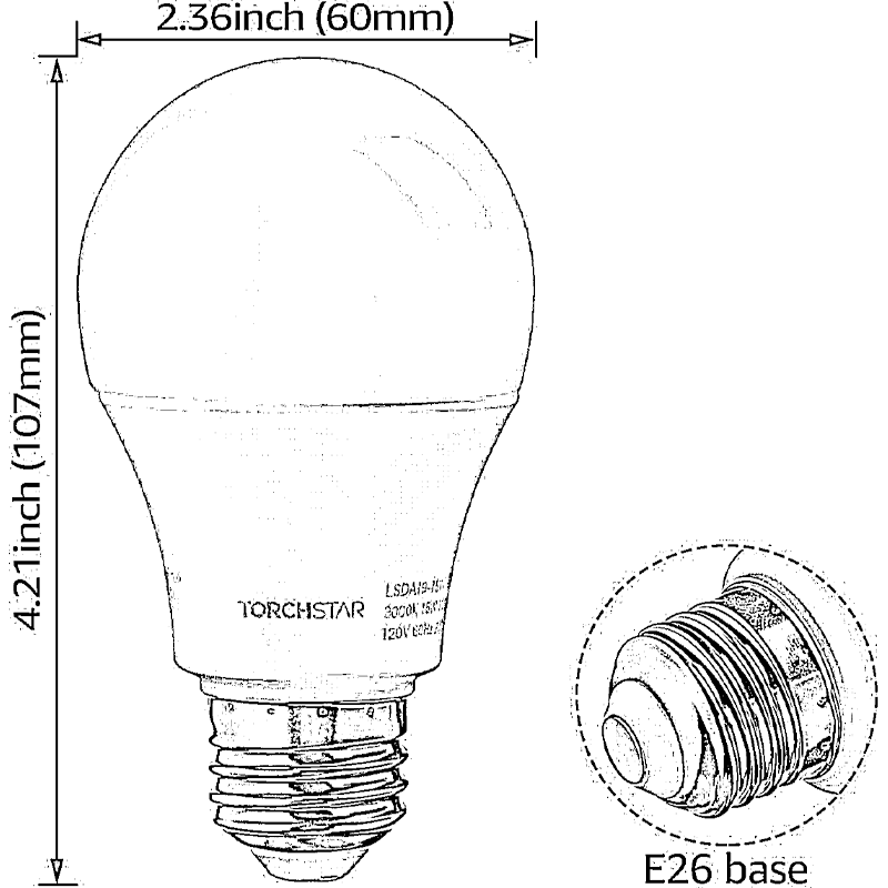 TORCHSTAR P-series 15W A19 LED Bulb - 3000K/5000K