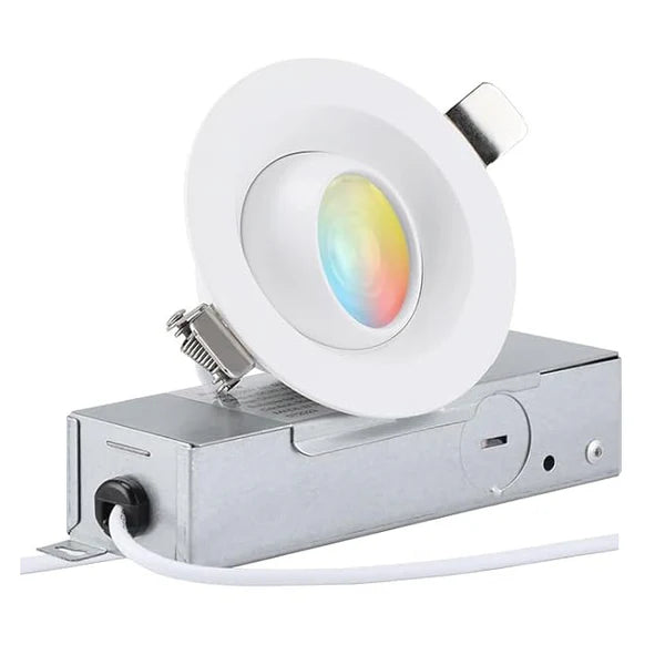 LumaPivot — z1558/z1559/z1717  Round Adjustable Gimbal COB J-Box LED Downlight White