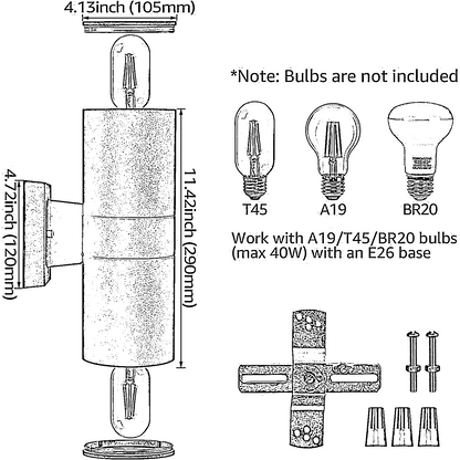 Barrel™ 12" Outdoor Wall Sconce w/ E26 Socket