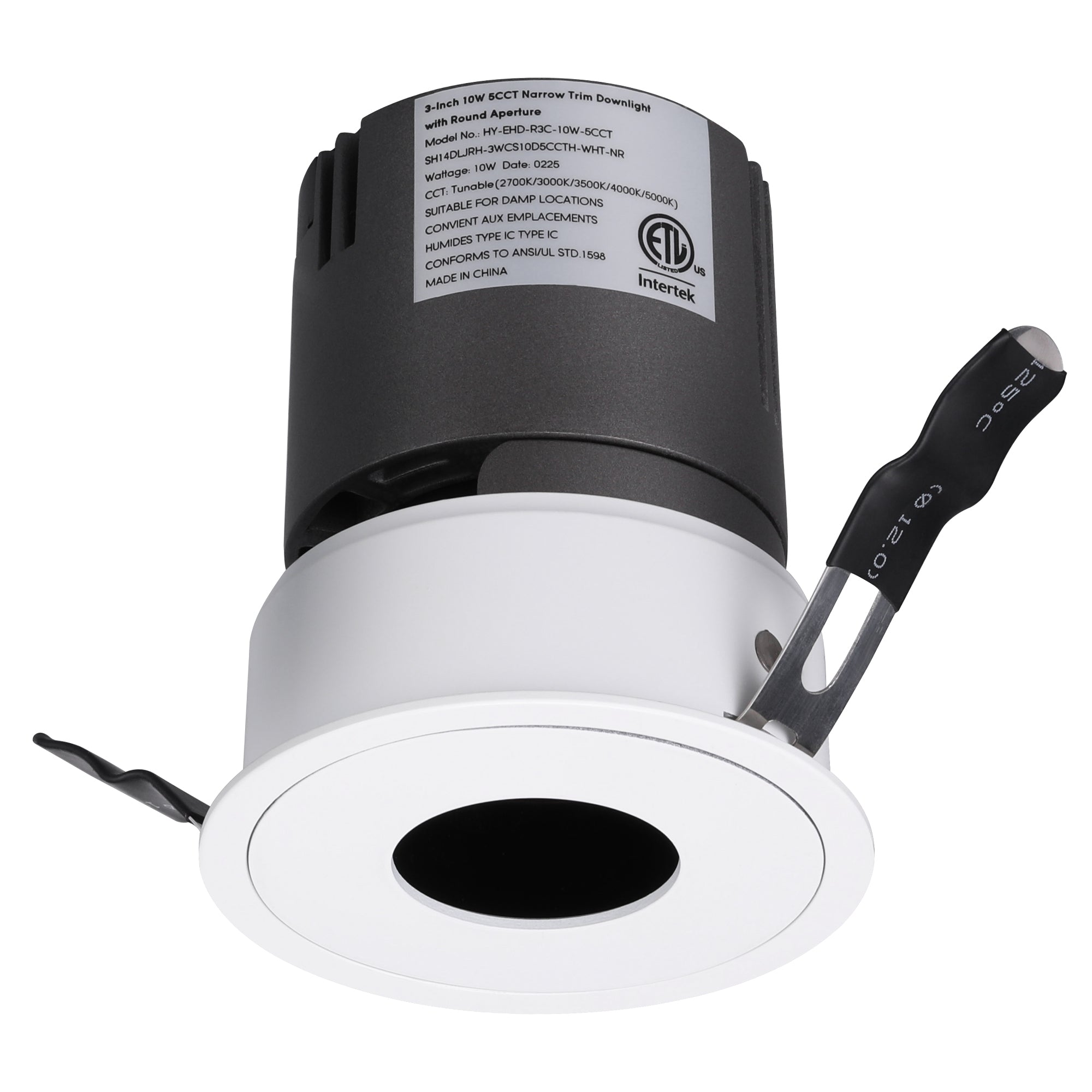 MoonDot— z1792 3" 10W 5CCT 30° Ultra-Narrow Dimm able Anti-Glare LED Recessed Spotlight, Canless