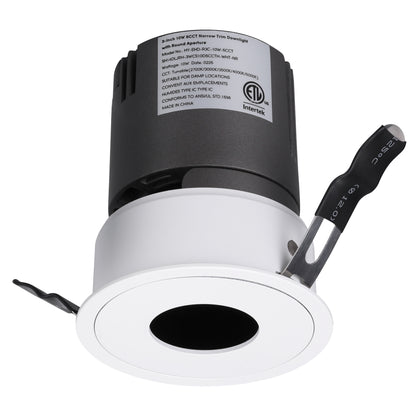 MoonDot— z1792 3" 10W 5CCT 30° Ultra-Narrow Dimm able Anti-Glare LED Recessed Spotlight, Canless
