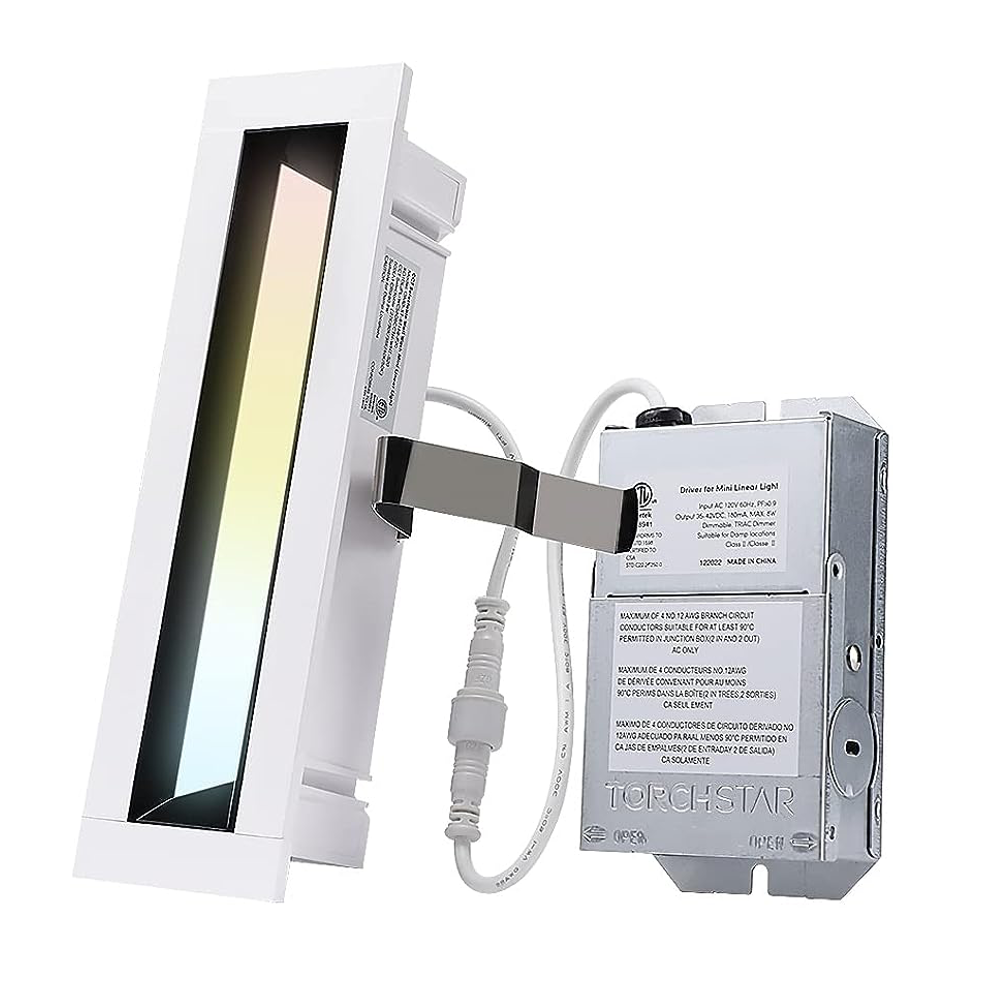 LumaLine — z1505 7" 8W 5CCT 20° Polarized CRI 90 Dimmable LED Recessed Linear Light With J-Box Plastic Housing