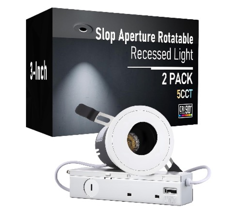 LumeX Slot  — z1903 3" Slot Aperture 35° 5CCT IC Rated Dimmable CRI 90 LED Recessed Spotlight, With J-Box