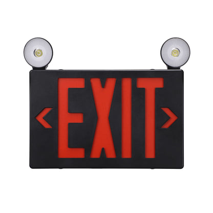 LitWay Indoor Exit Sign with Emergency Light - Black - Red Letters