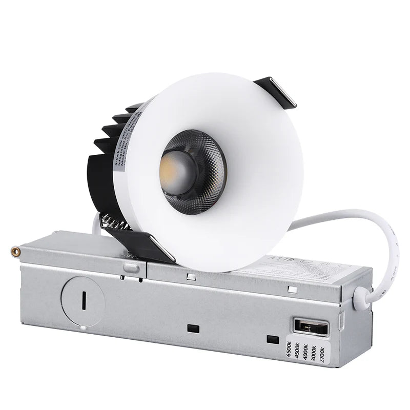CoreShell  —z1813 3" Trimless Curve12W 5CCT Dimmable LED Recessed Downlight, Canless, With J-Box