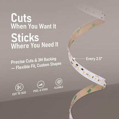 LEONLITE Warm Dim LED Tape Light, 16.4ft, UL Listed