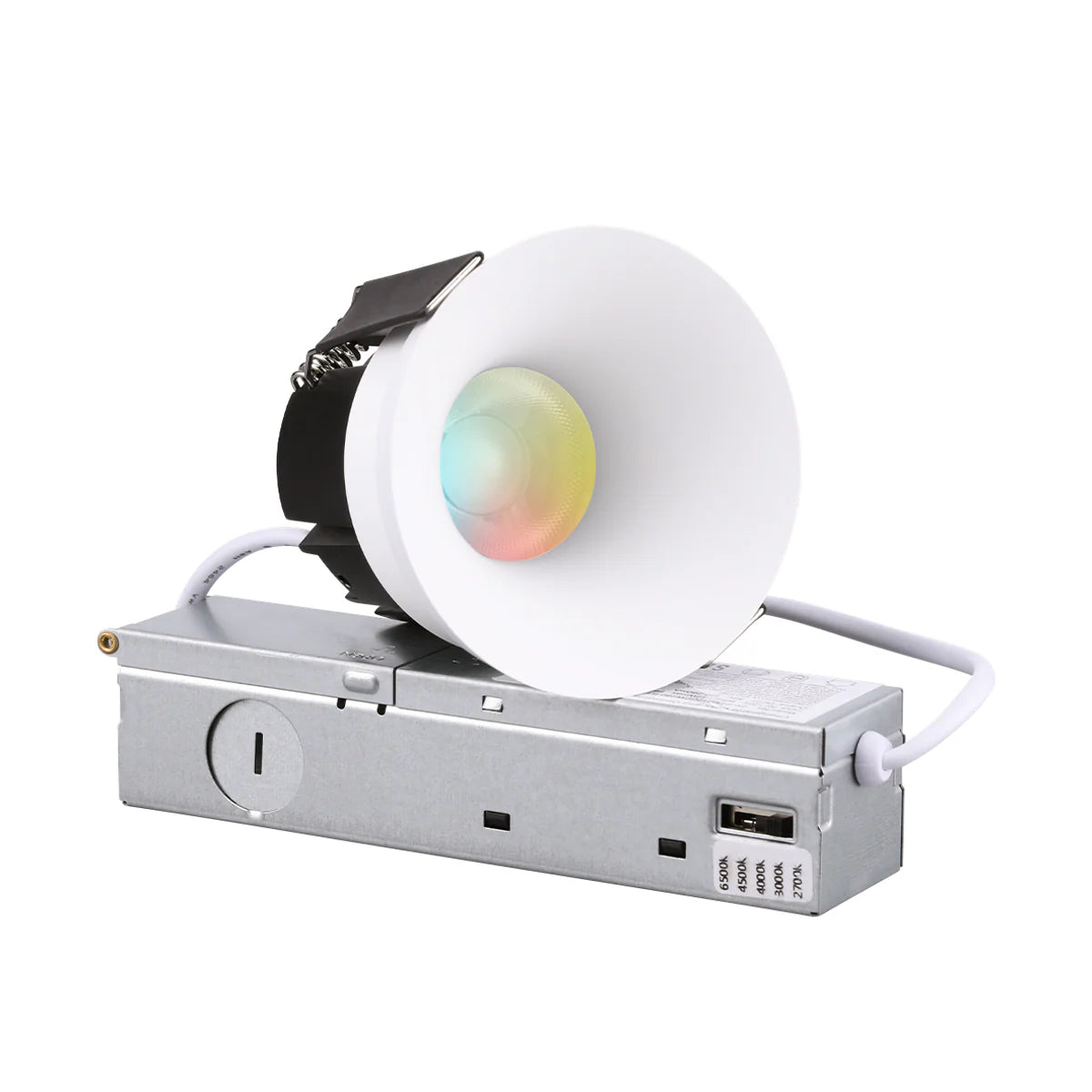 CoreShell  —z1814 3" Trimless Semi-Recessed 12W 5CCT Anti-Glare Dimmable LED Downlight, Canless, With J-Box