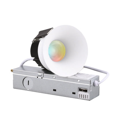 CoreShell  —z1814 3" Trimless Semi-Recessed 12W 5CCT Anti-Glare Dimmable LED Downlight, Canless, With J-Box