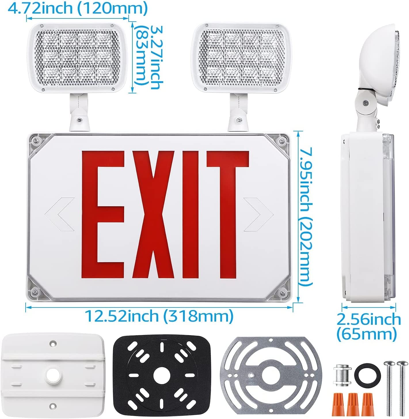 LitEgress+ Weatherproof Exit Sign with Emergency Lights - Red Letters