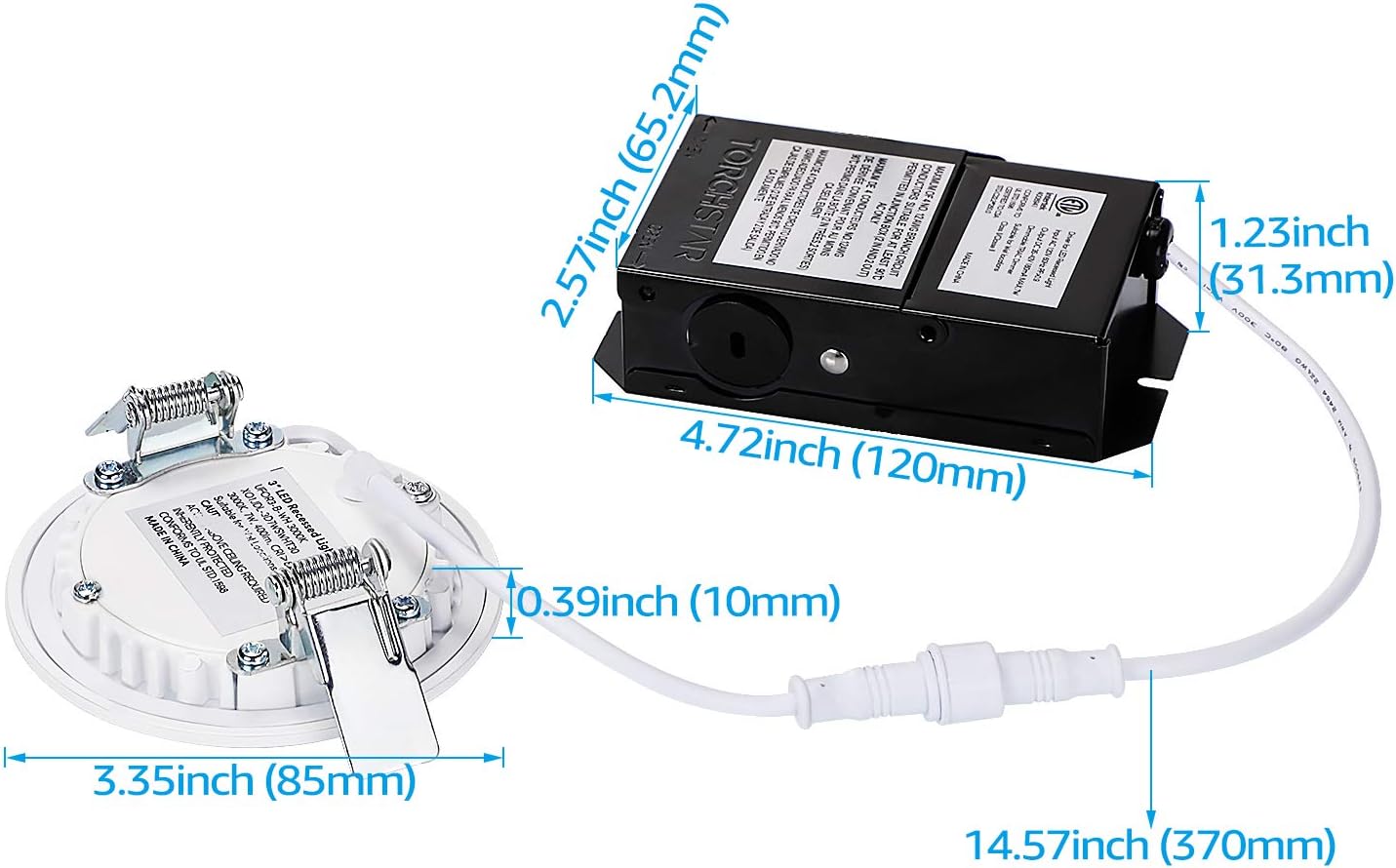 TORCHSTAR SlimPanel+ 3" Finished Ultra-thin Canless LED Recessed Light - SDL 10W Dimmable 1/2" Thick