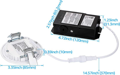 TORCHSTAR SlimPanel+ 3" Finished Ultra-thin Canless LED Recessed Light - SDL 10W Dimmable 1/2" Thick