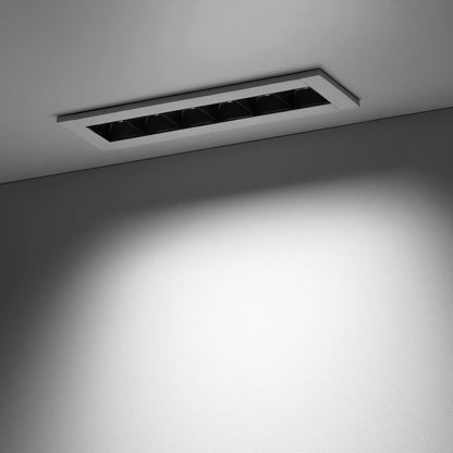 LumaLine — z1507 7"  8W  5CCT  48° Grille Anti-Glare   CRI 90 Dimmable  LED Recessed Linear Light  With J-Box  Plastic Housing