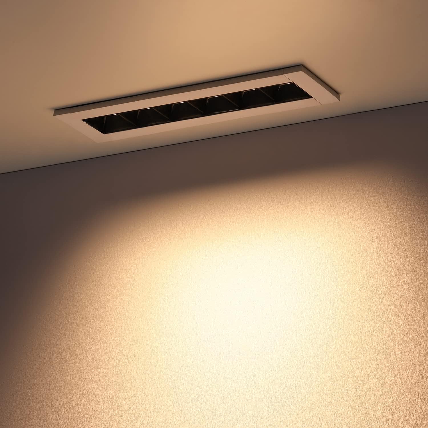 LumaLine — z1507 7"  8W  5CCT  48° Grille Anti-Glare   CRI 90 Dimmable  LED Recessed Linear Light  With J-Box  Plastic Housing
