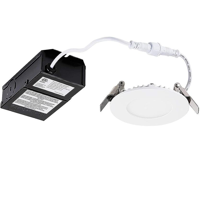 TORCHSTAR SlimPanel+ 3" Finished Ultra-thin Canless LED Recessed Light - SDL 10W Dimmable 1/2" Thick