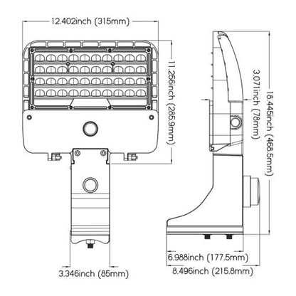MasterBeam 105W Direct Mount LED Shoebox Fixture - Photocell Included