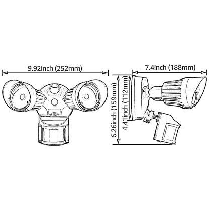 Watchman Dual-Heads 20W LED Security Light - Brown - 3000K/5000K
