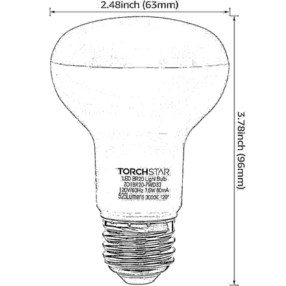 TORCHSTAR C-series 7.5W BR20 LED Bulb - 3000K/4000K/5000K